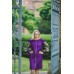 Boho Style Ukrainian Embroidered Classic Dress Purple with Neon Green Embroidery